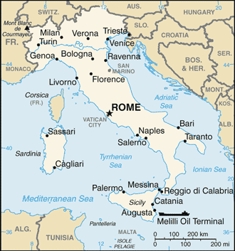 A Map of Italy.