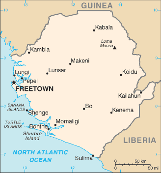 The map of Sierra Leone.
