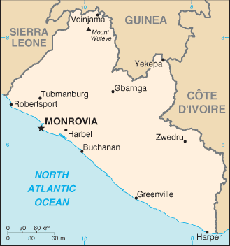 The map of Liberia.
