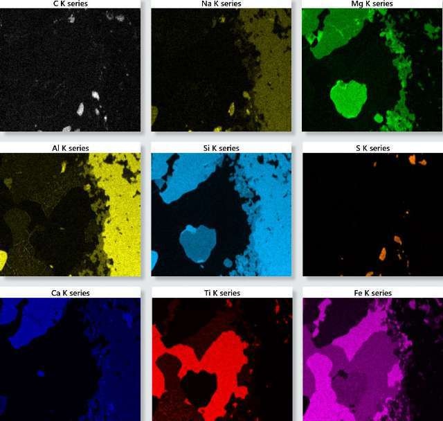 TruMap background and overlap corrected X-ray maps for the oceanic gabbro sample.