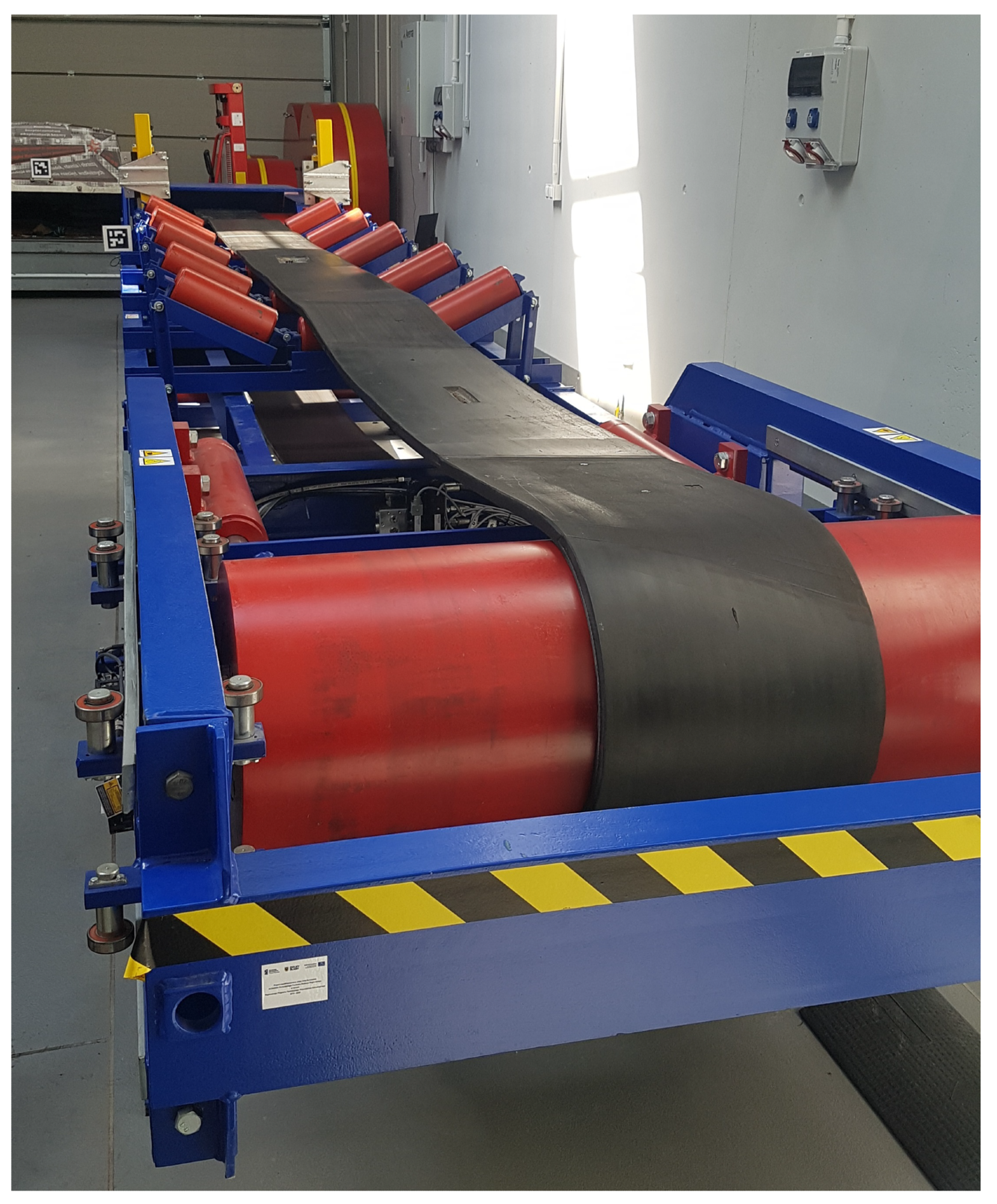 Belt conveyor system in the lab.