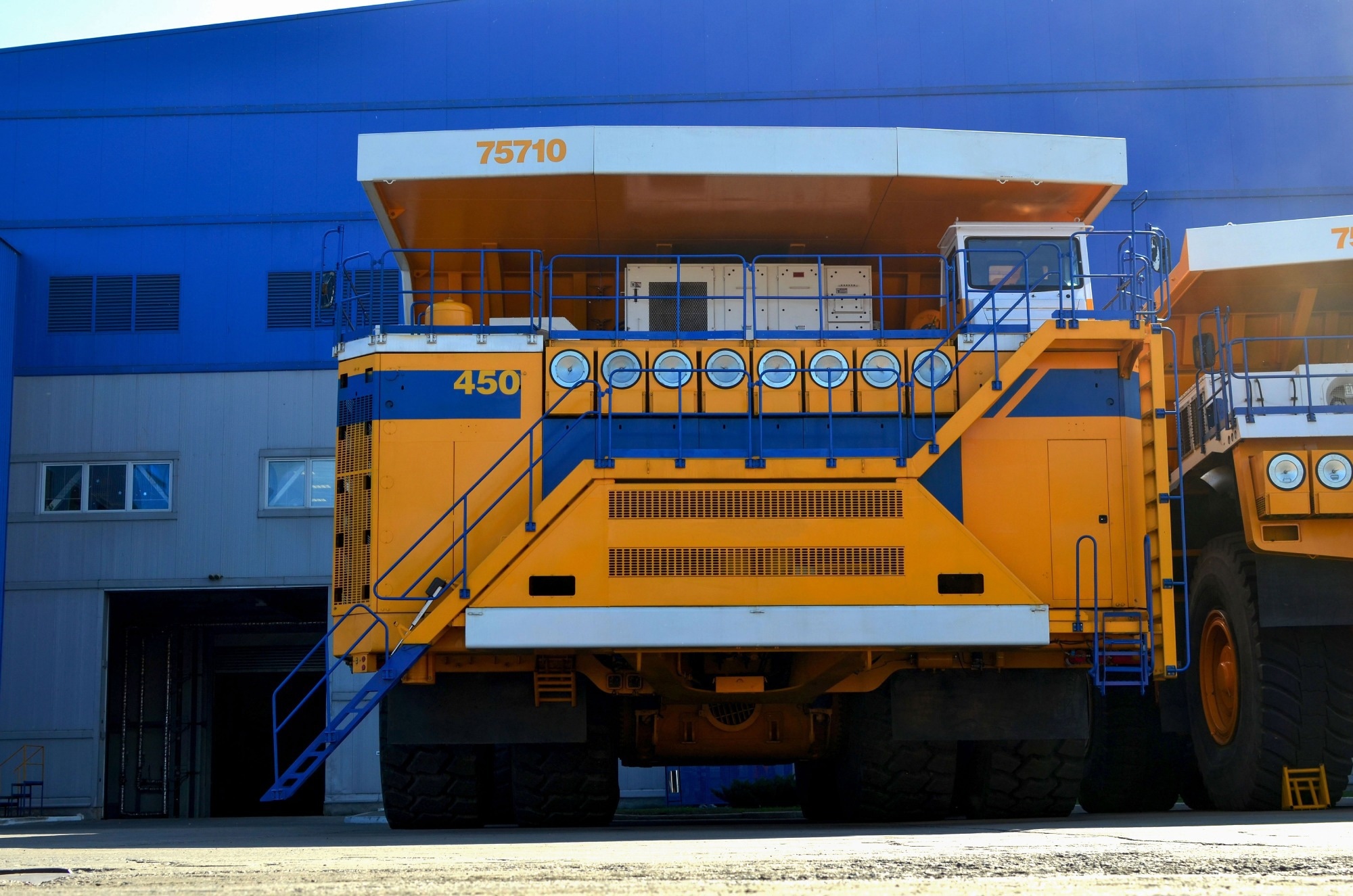 large yellow electric mining truck