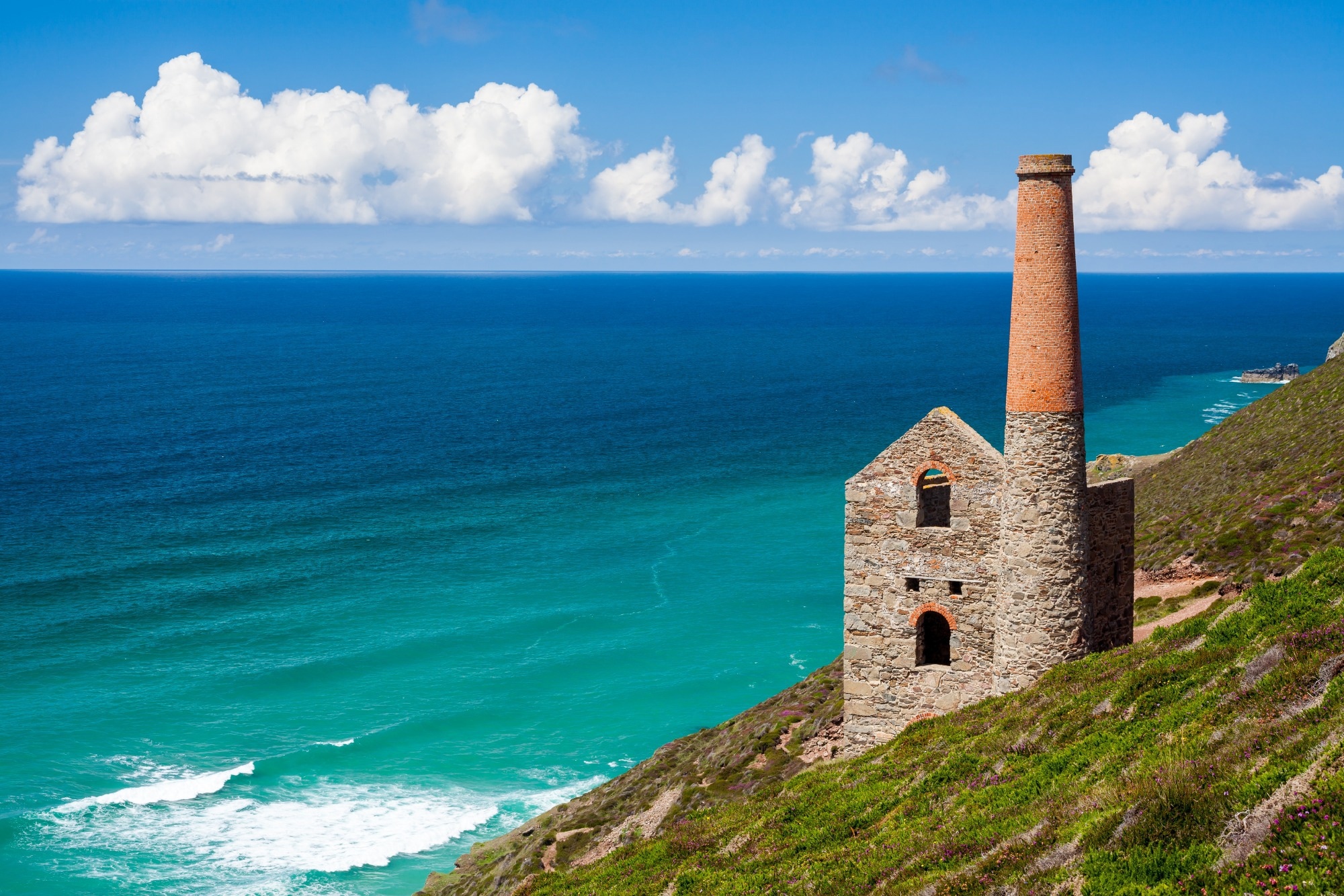 historic tin mine in Cornwall, UK on edge of cliff
