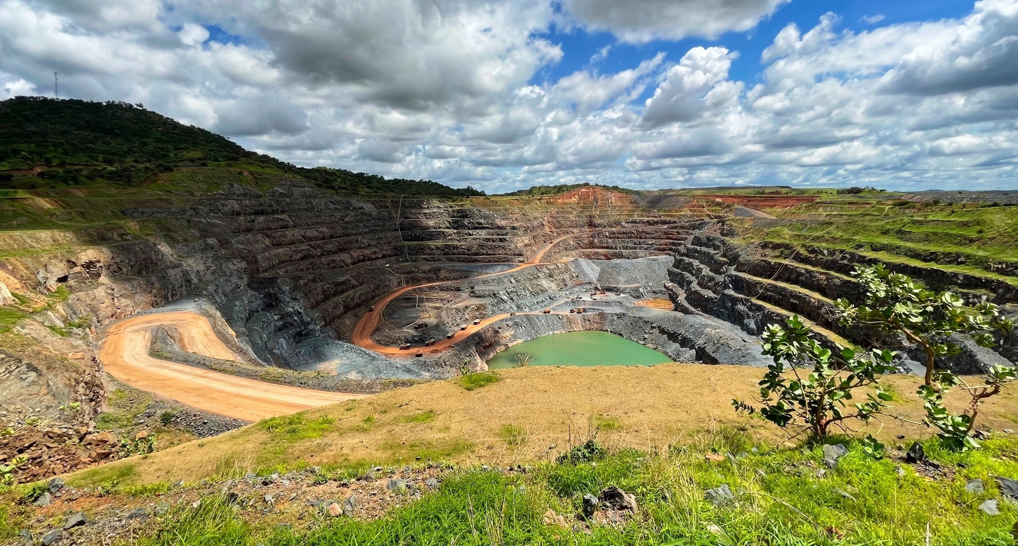 Open pit of an industrial gold mine in Sabodala, Senegal.