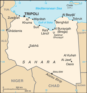 The map of Libya.