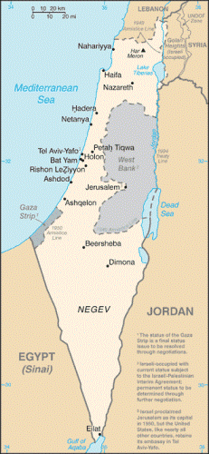 The national map of Israel.