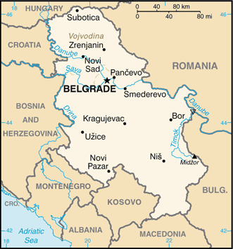 The map of Serbia.