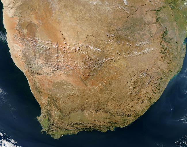 Satellite view of South Africa’s Great Karoo semi-desert region.