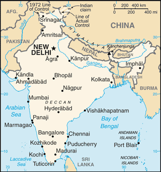 A map of India.