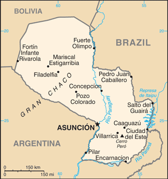 The map of Paraguay.