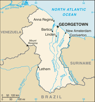 The Map of Guyana.