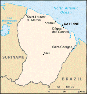 The Map of French Guiana.
