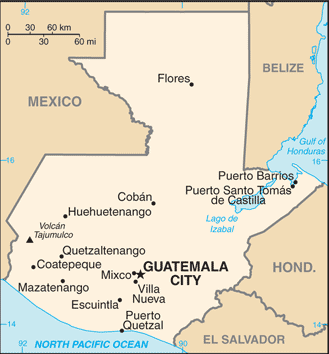 The map of Guatemala.