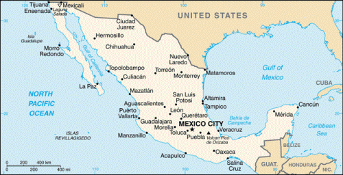 The map of Mexico.