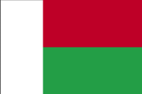 The national flag of Madagascar.