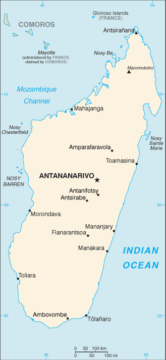 The map of Madagascar.