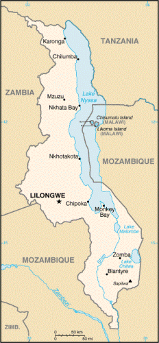 The map of Malawi.