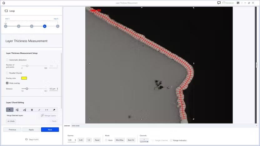 Layer Thickness: automatic detection of a layer.