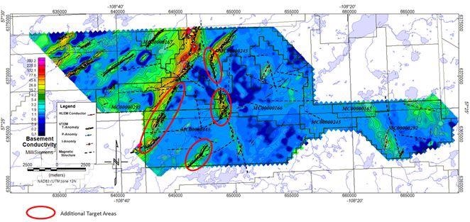 Target corridors at the East Preston Uranium Project, Western Athabasca Basin Saskatchewan. Image Credit: Azincourt Energy Corp.