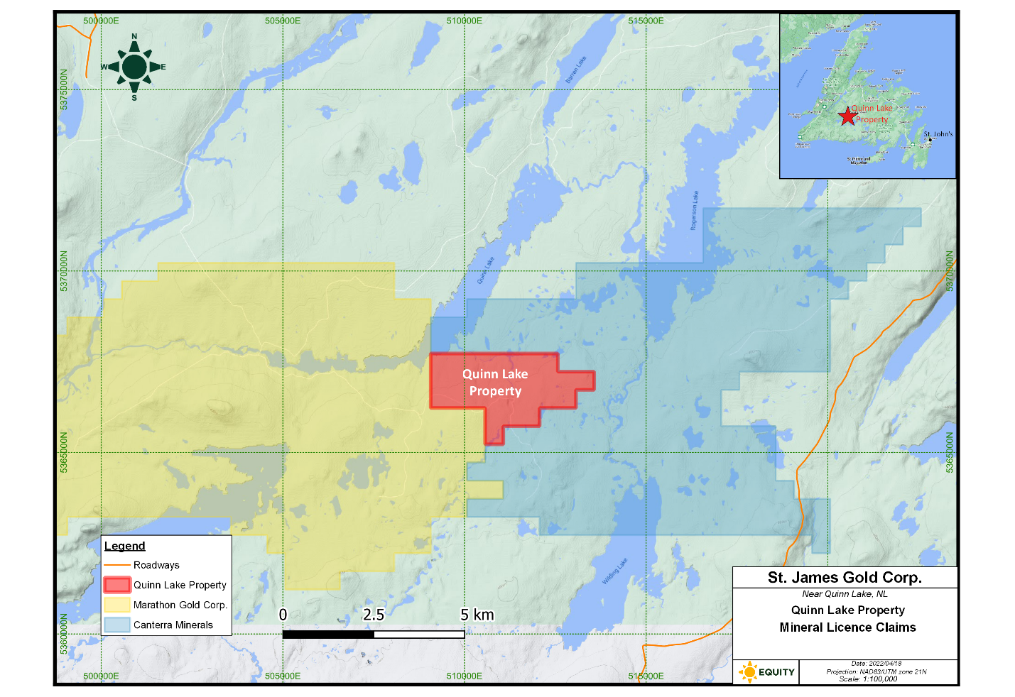 St. James Gold Corp. Plans to Conduct a Polarization Survey on Quinn Lake Property.