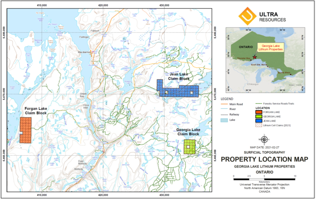 Ultra Lithium Announces Drilling Contract at Georgia Lake Lithium Property.