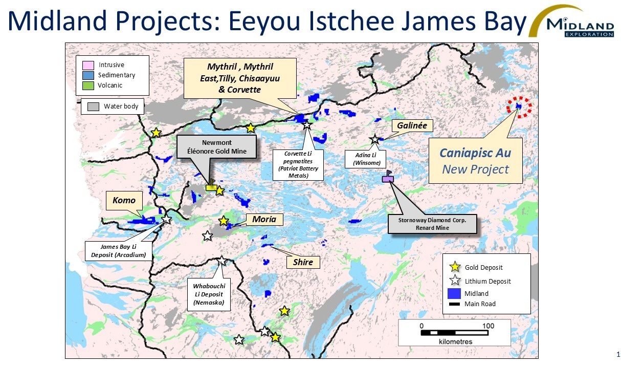 Midland Intersects Anomalous Gold at Caniapisc Au Project