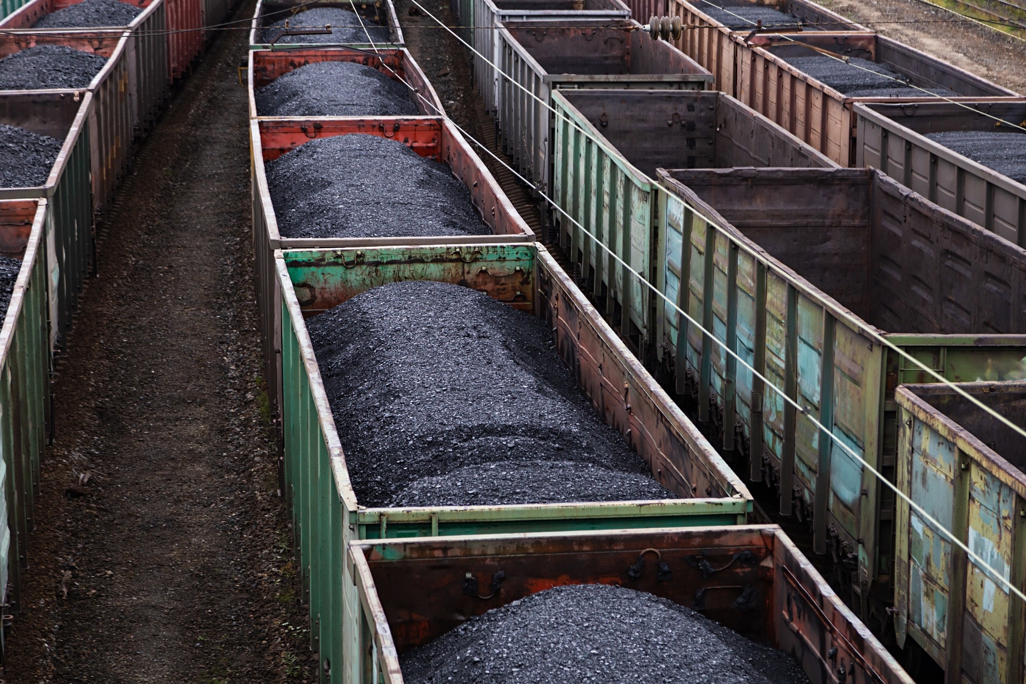 coal mining, freight train with coal in