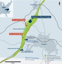 Piedmont Increases Land Position at Tin-Spodumene Belt in North Carolina